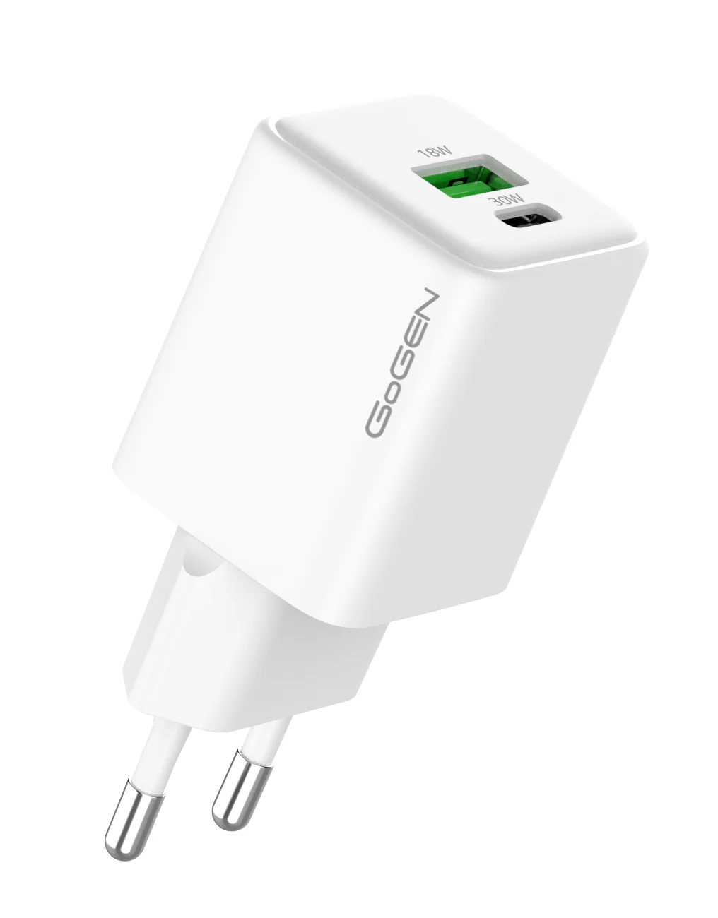 Мережевий зарядний пристрій GoGEN ACHPDQ230, 1x USB-C PD 30W + 1x USB-A 18W (GOGACHPDQ230W01)